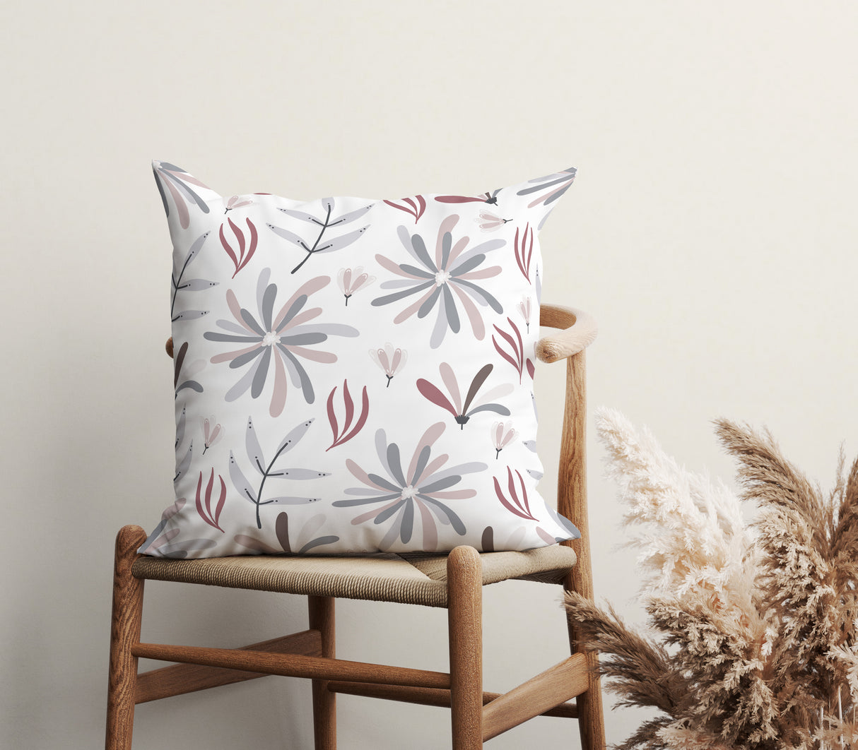 Soft Blush Flora Square Pillow