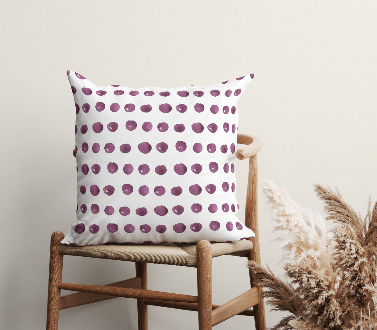 Watercolor Plum Dots Square Pillow