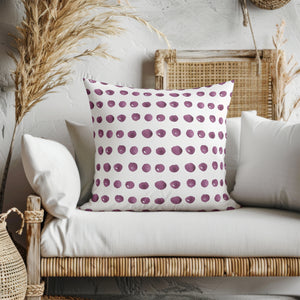 Watercolor Plum Dots Square Pillow