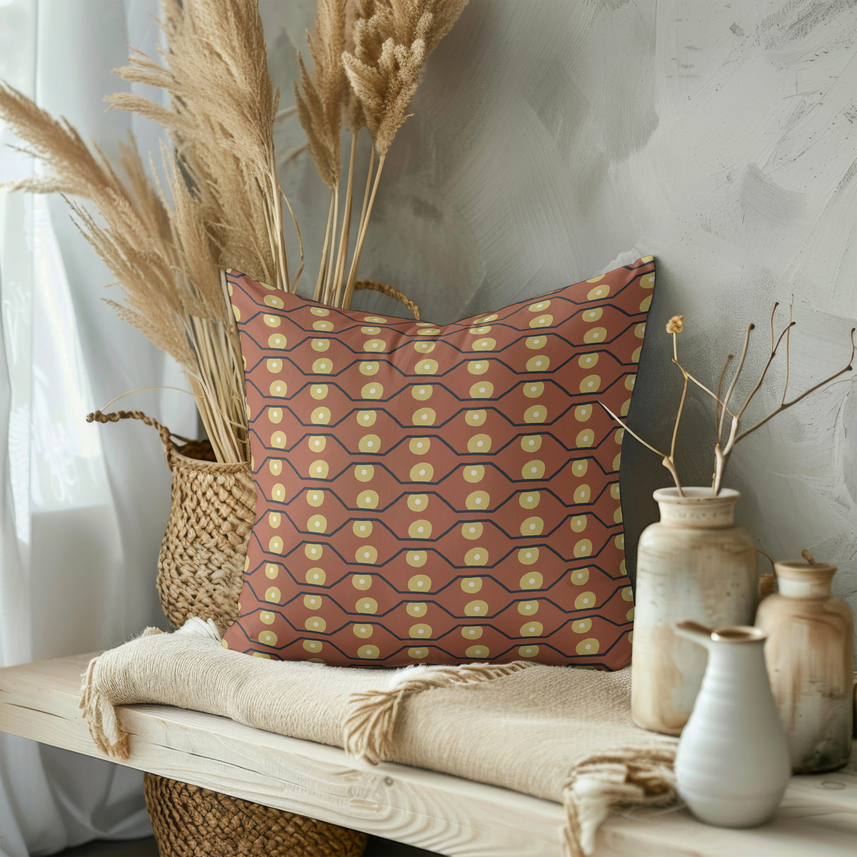 Sunset Chevron Harmony Square Pillow