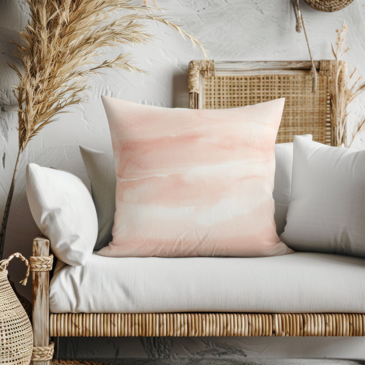 Blush Watercolor Square Pillow