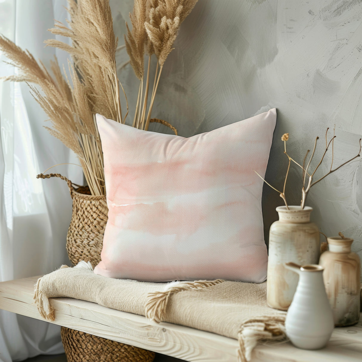 Blush Watercolor Square Pillow