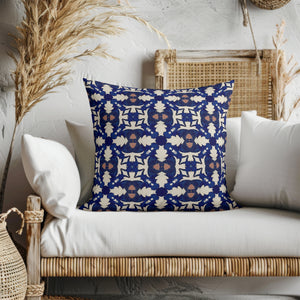 Royal Indigo Pattern Square Pillow