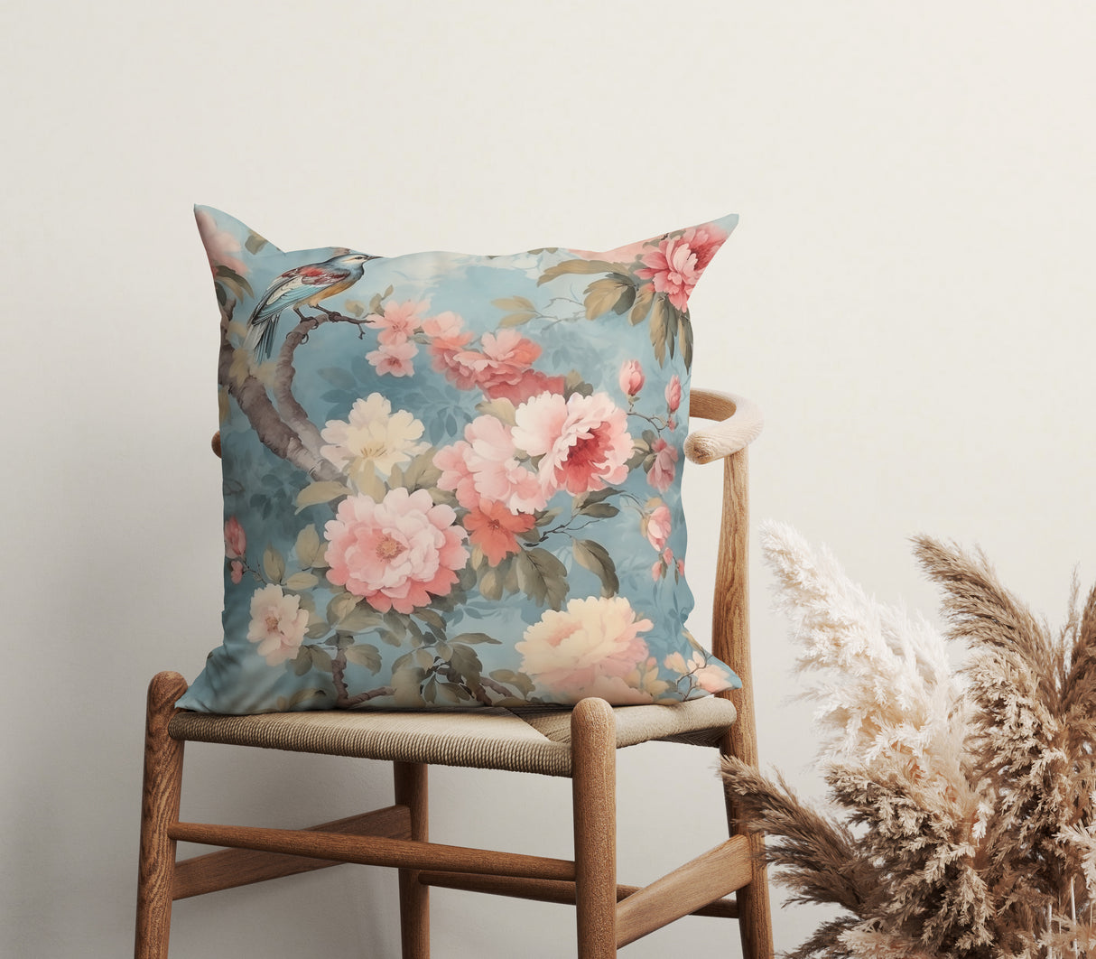 Chinoiserie Bloom Elegance Square Pillow