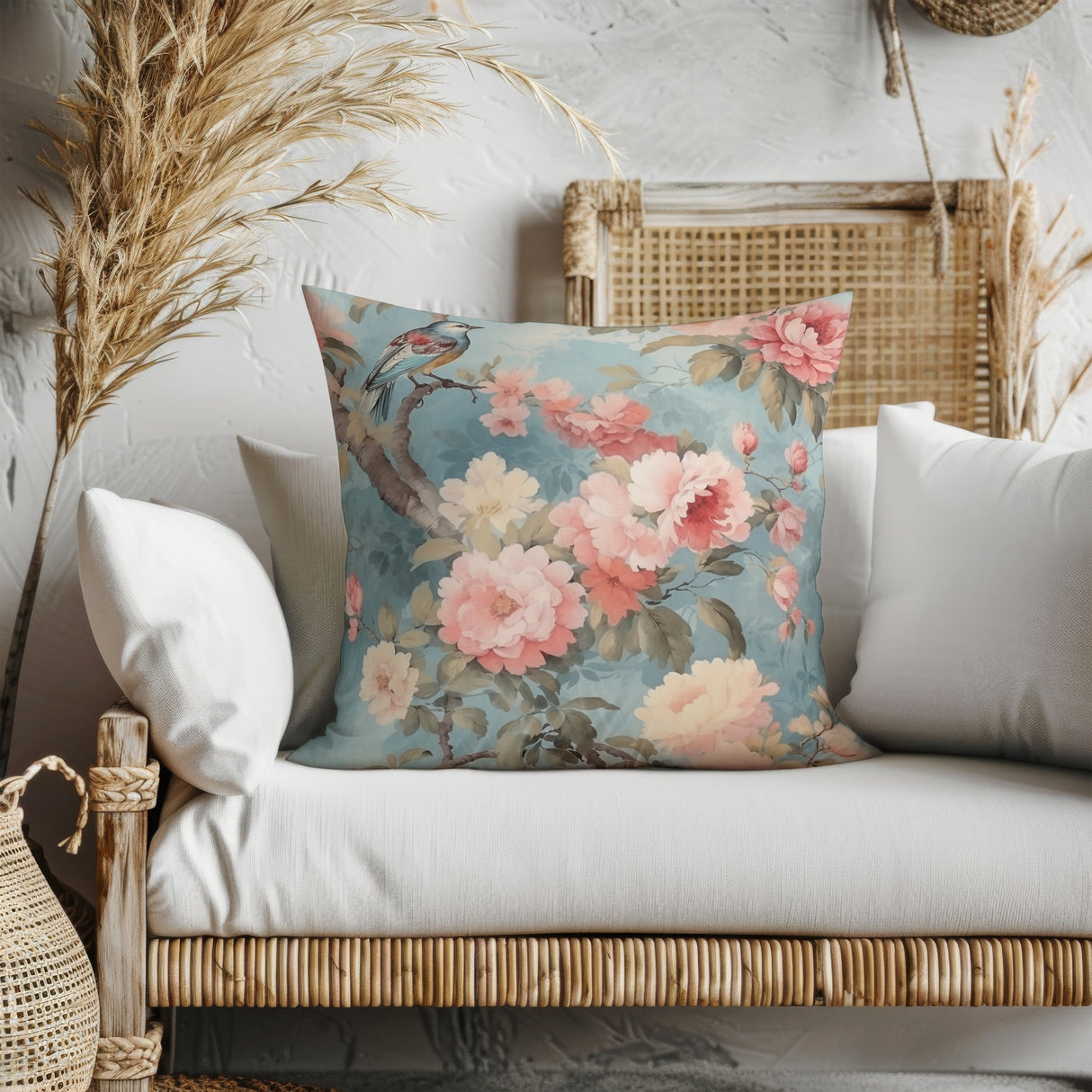 Chinoiserie Bloom Elegance Square Pillow