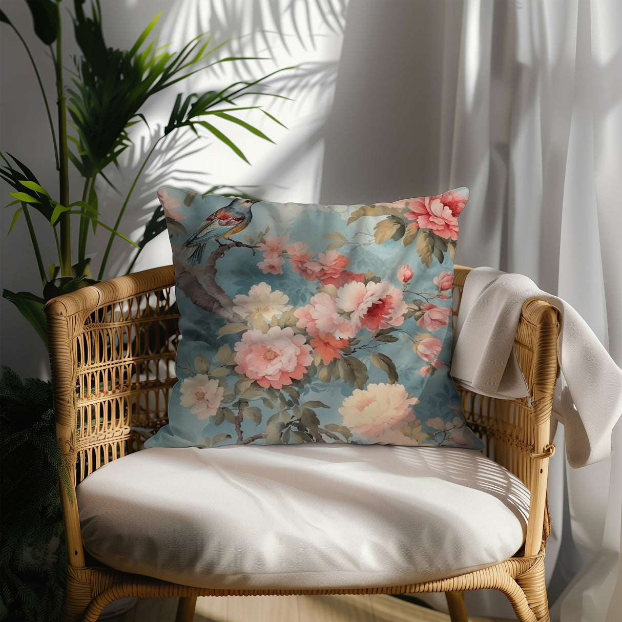 Chinoiserie Bloom Elegance Square Pillow