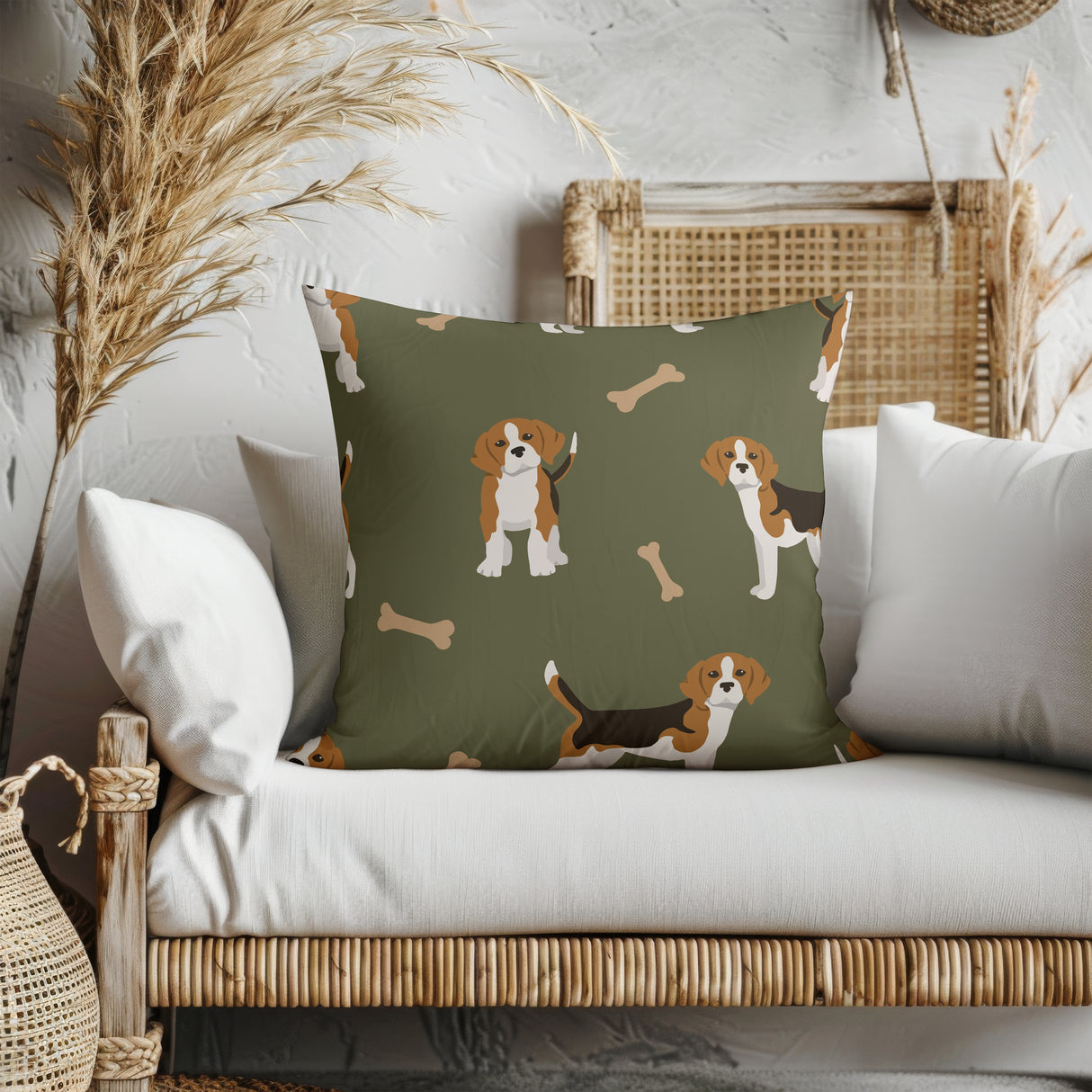 Beagle Charm Delight Square Pillow