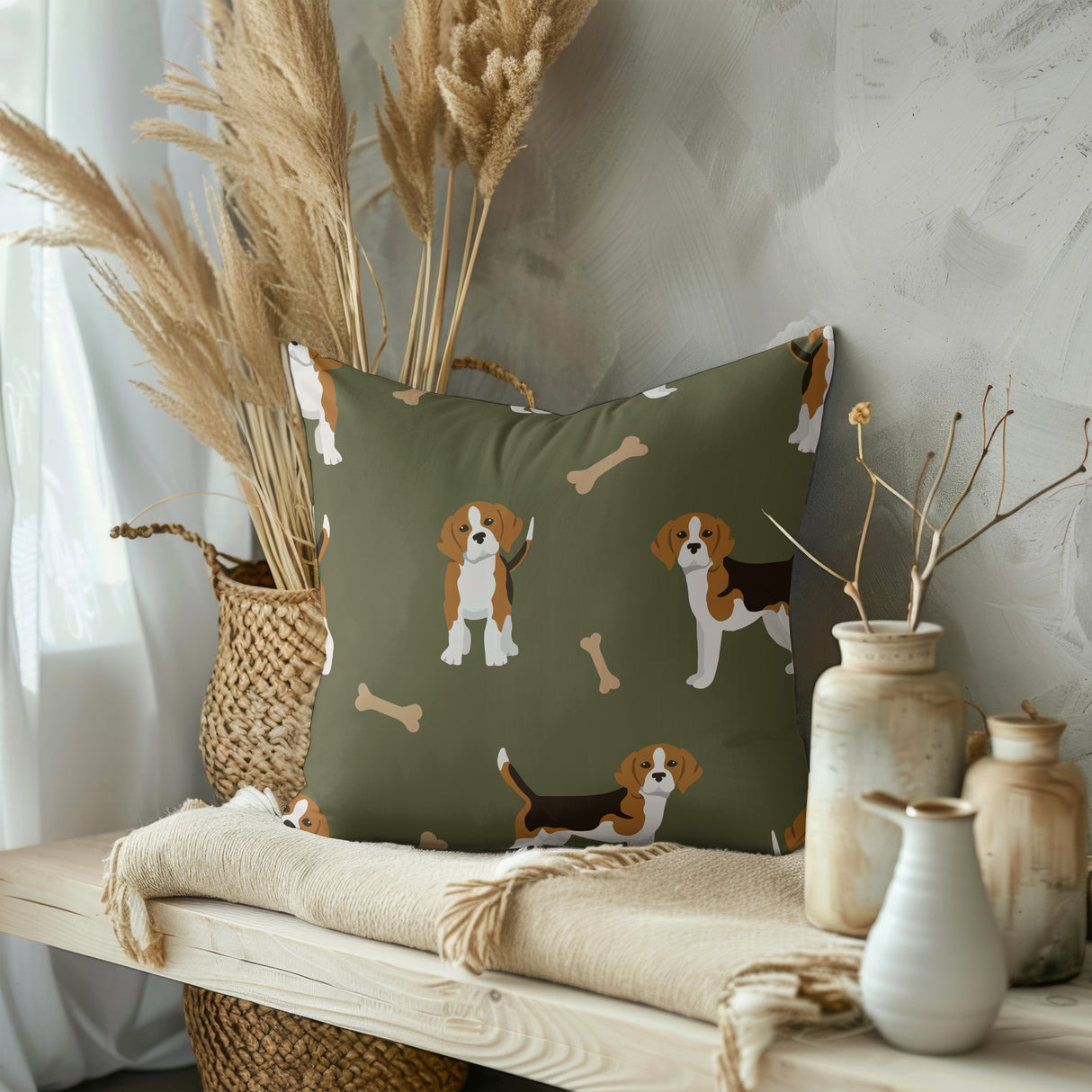 Beagle Charm Delight Square Pillow