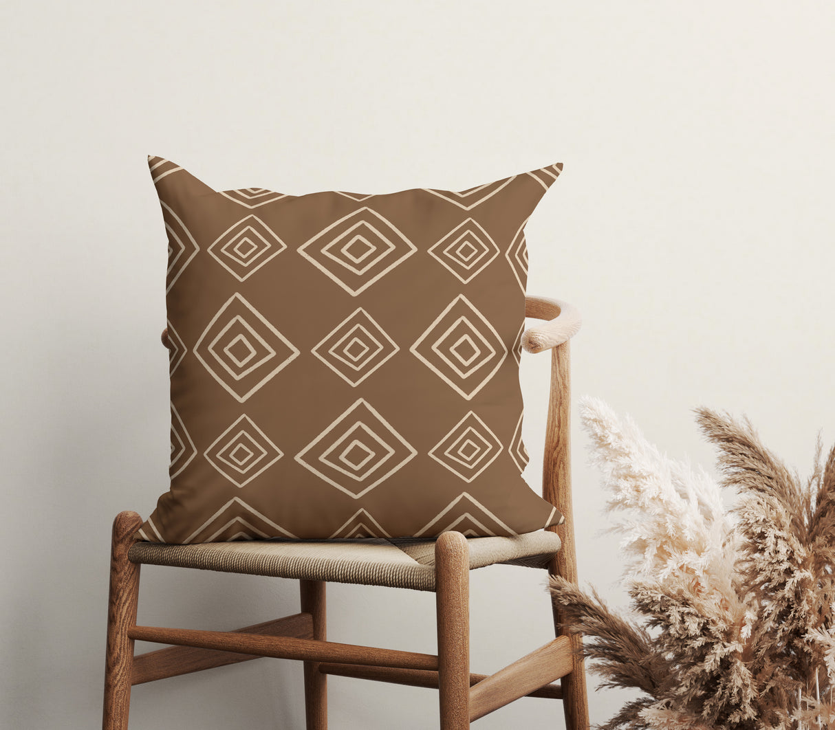 Rustic Tribal Diamond Square Pillow