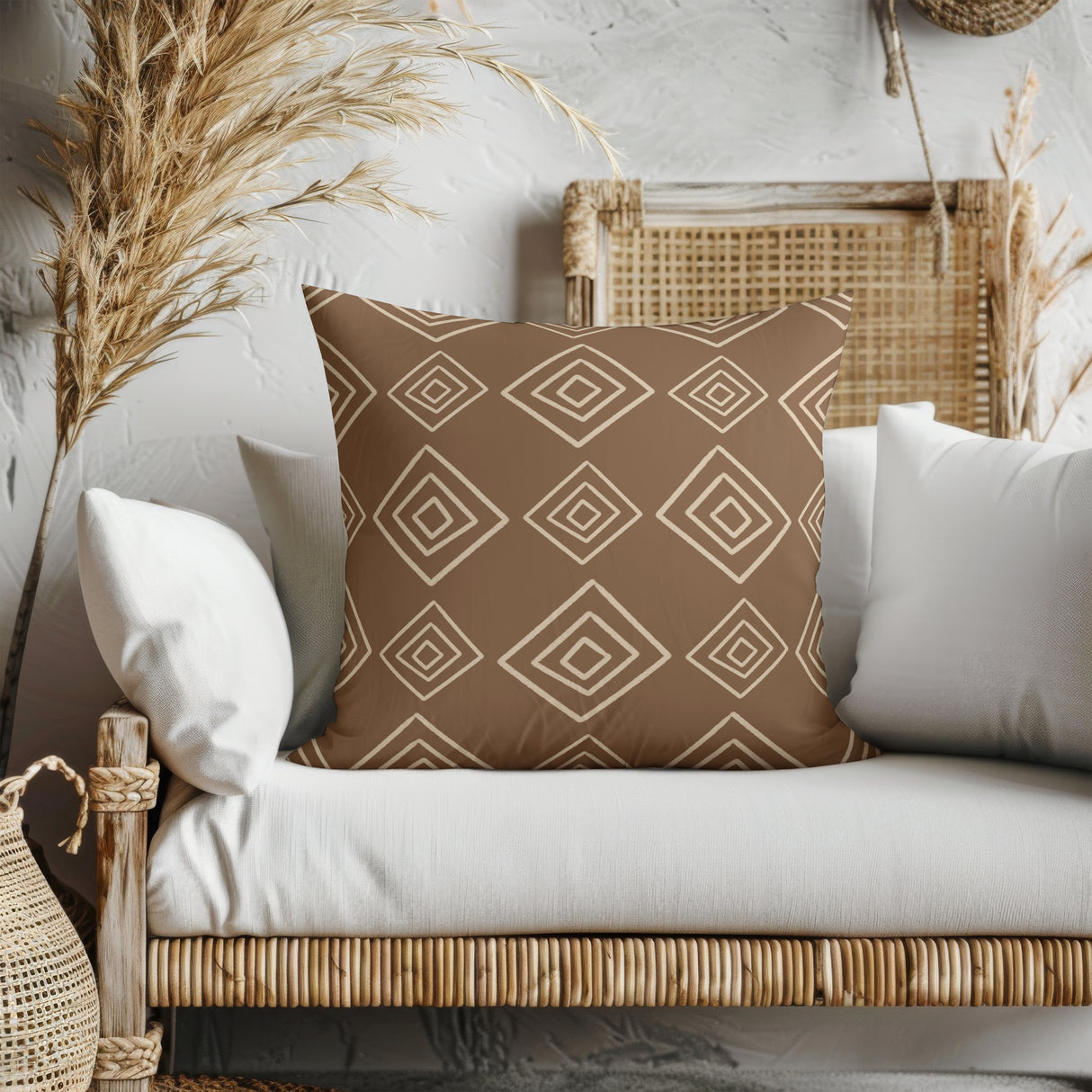 Rustic Tribal Diamond Square Pillow