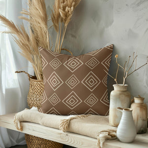 Rustic Tribal Diamond Square Pillow