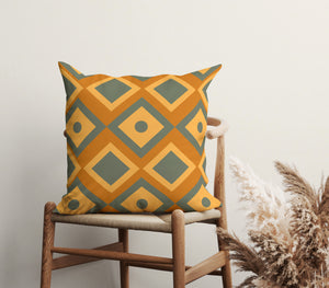 Vibrant Tribal Geometry Square Pillow