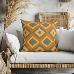 Vibrant Tribal Geometry Square Pillow