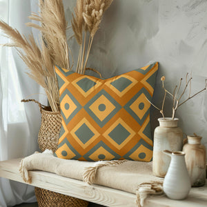 Vibrant Tribal Geometry Square Pillow