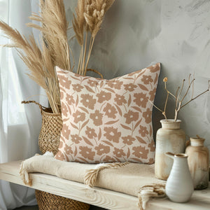 Warm Floral Meadow Square Pillow