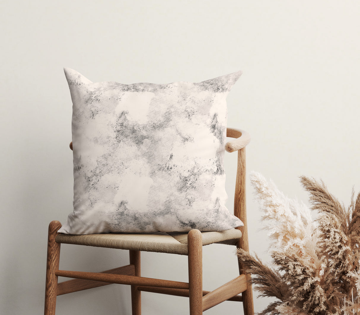 Monochrome Marble Mist Square Pillow