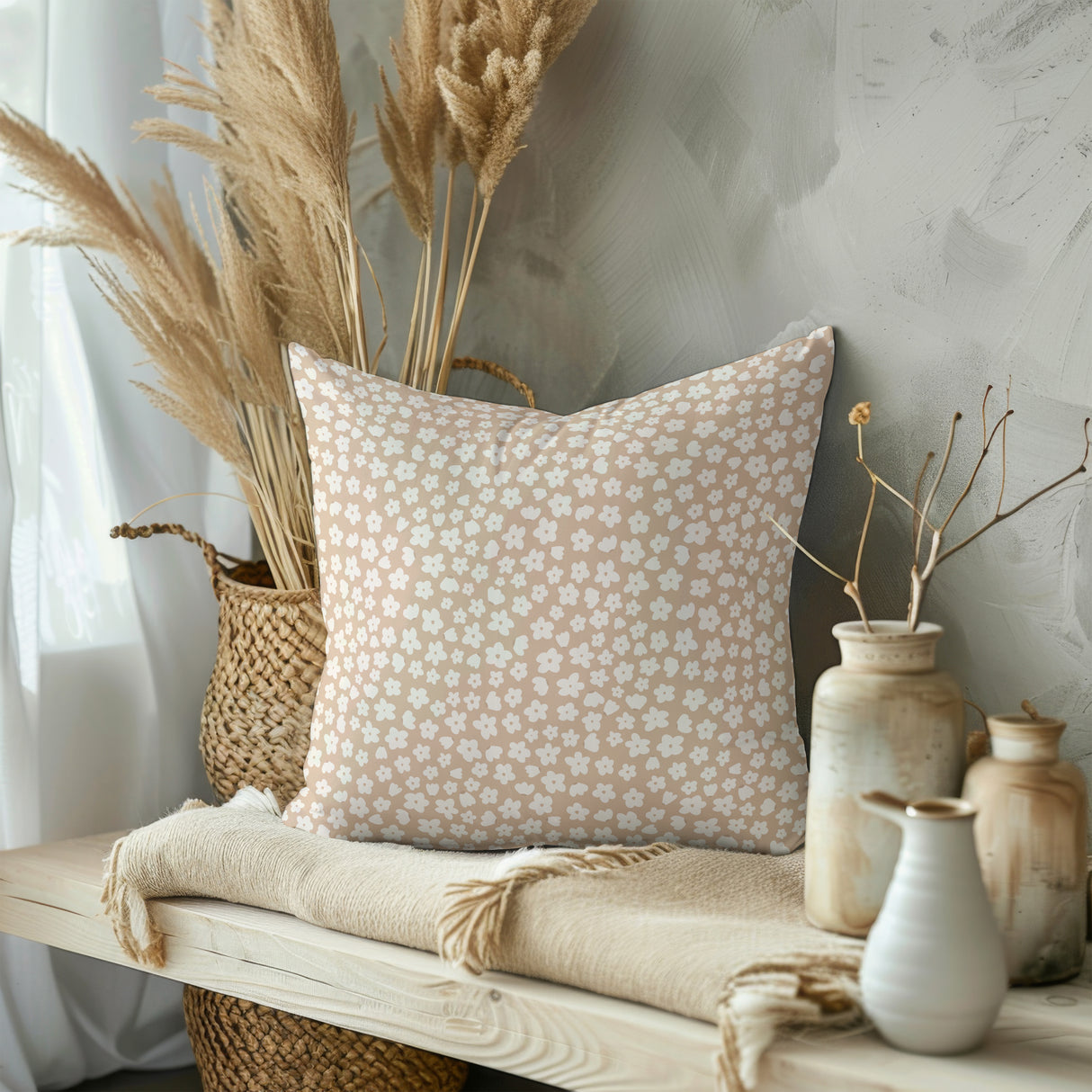 Petite Floral Elegance Square Pillow