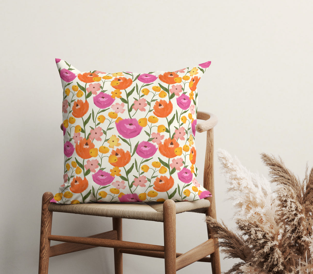 Vibrant Garden Bloom Square Pillow