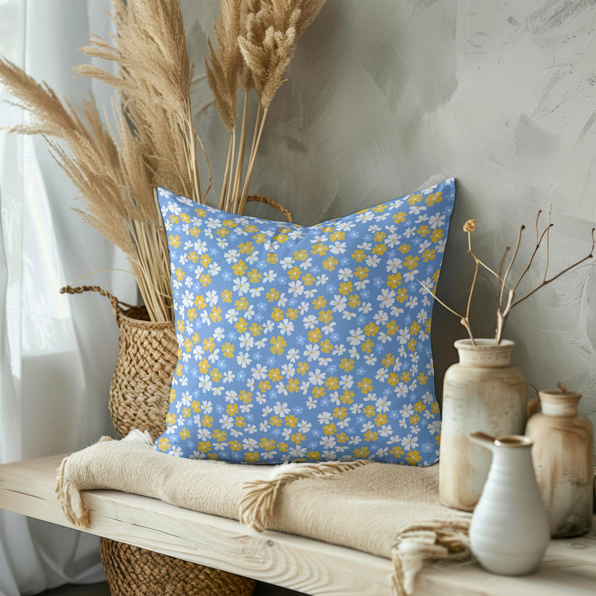 Sunny Meadow Bliss Square Pillow