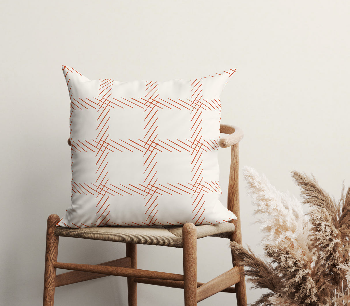 Modern Linear Rust Square Pillow