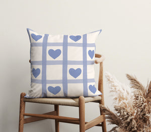 Checked Heart Charm Square Pillow