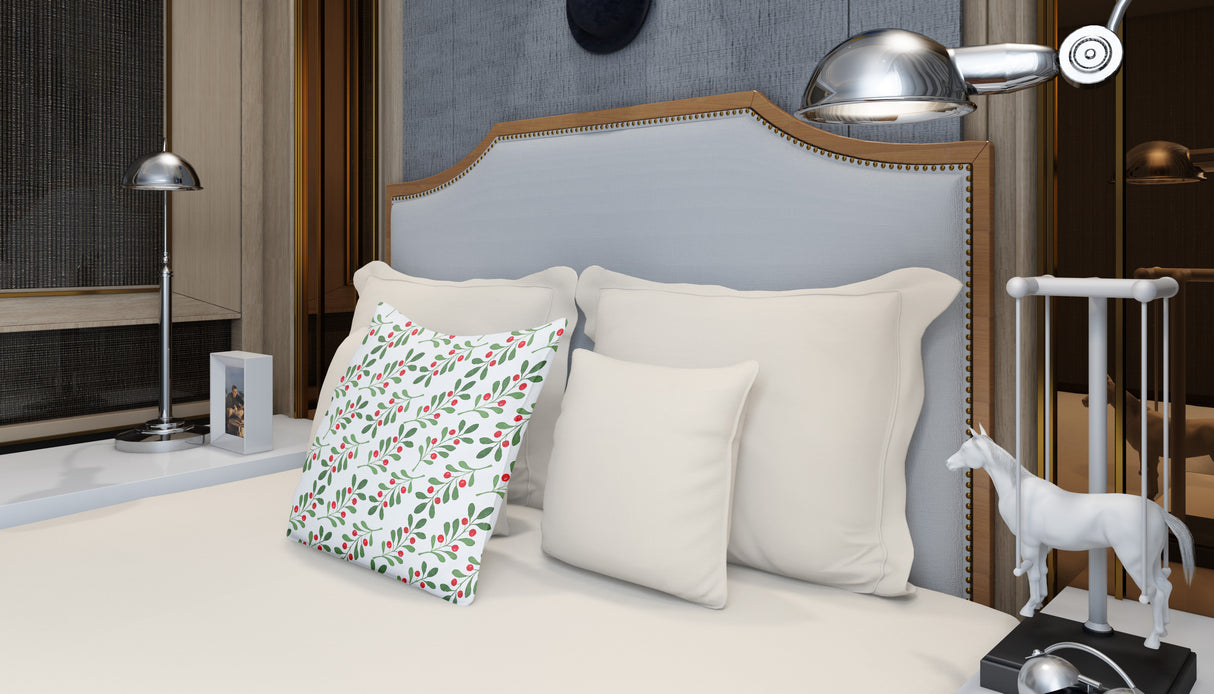 Festive Mistletoe Charm Square Pillow