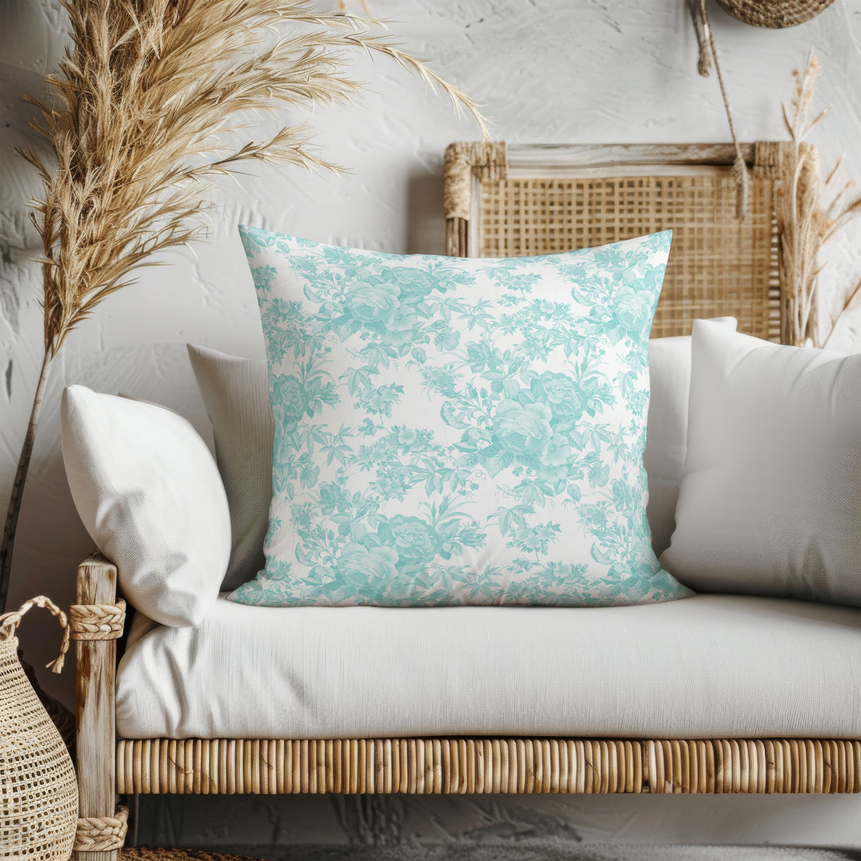 Serenity Floral Toile Square Pillow