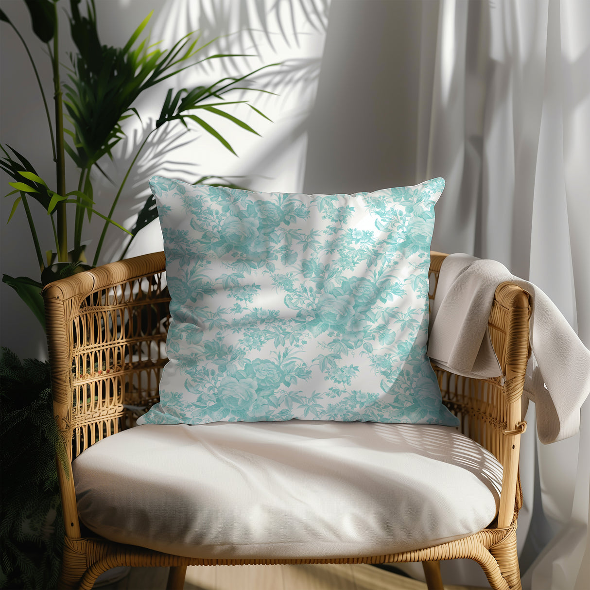 Serenity Floral Toile Square Pillow