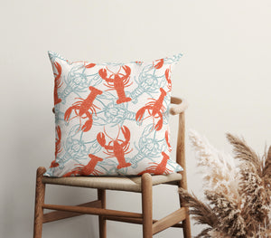 Coastal Lobster Sketch Square Pillow