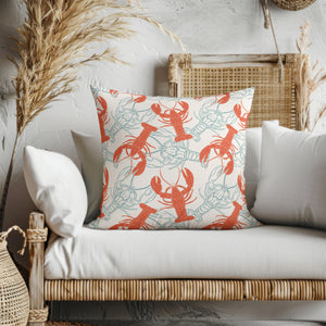 Coastal Lobster Sketch Square Pillow