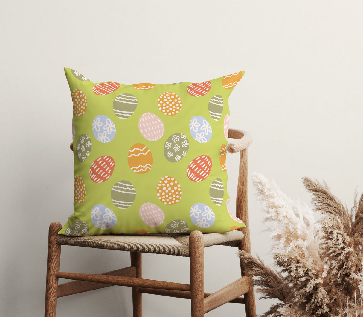 Easter Egg Meadow Square Pillow