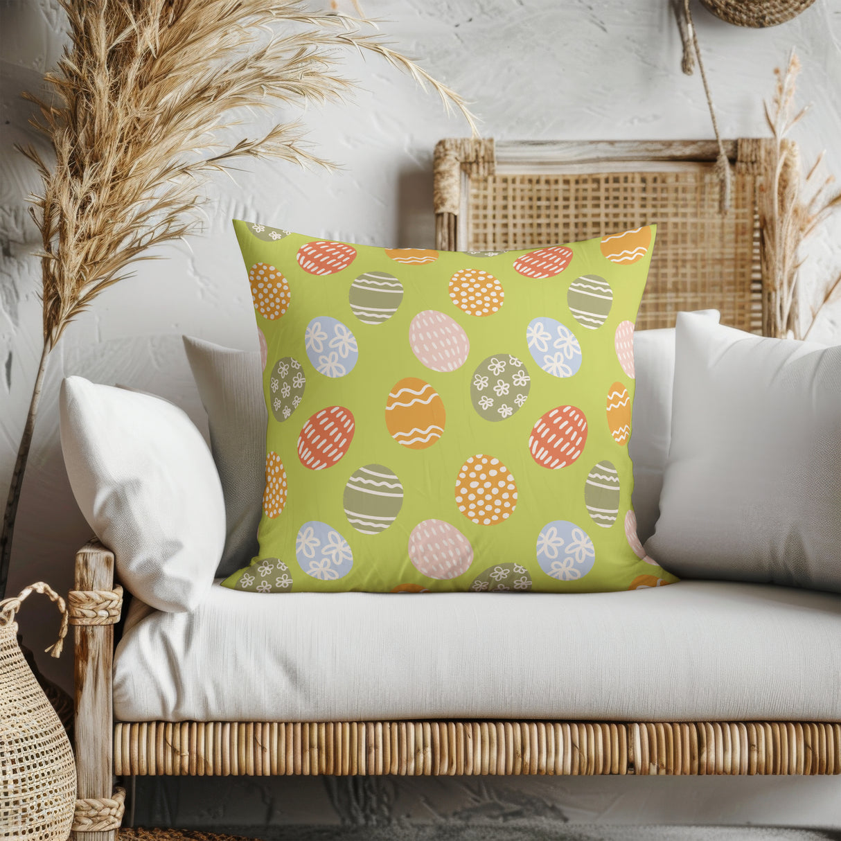 Easter Egg Meadow Square Pillow