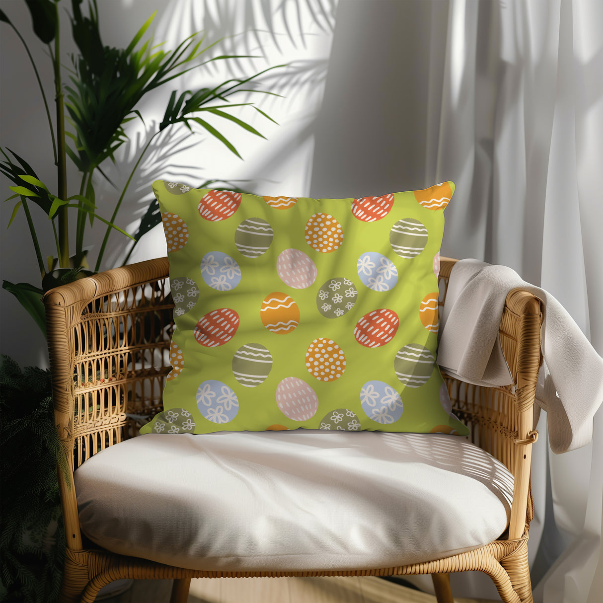 Easter Egg Meadow Square Pillow