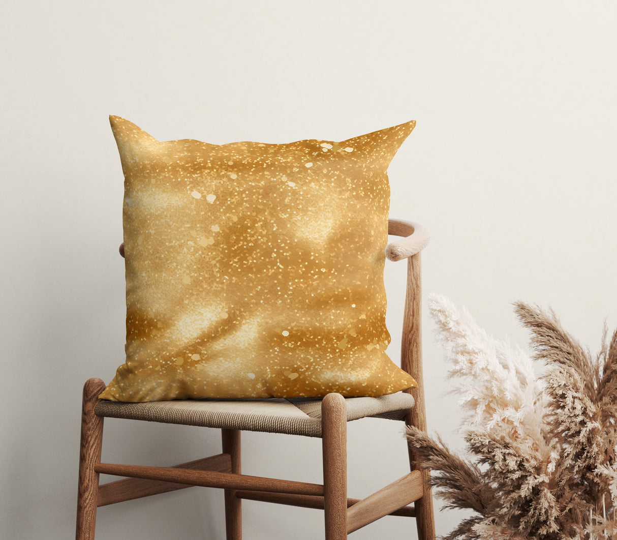 Golden Radiance Square Pillow