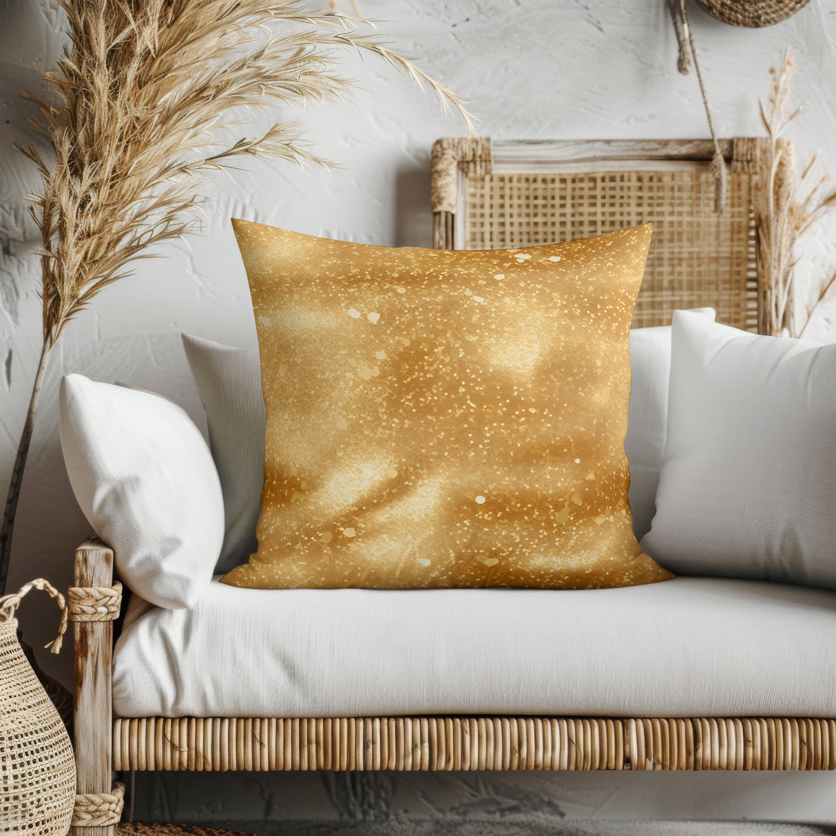 Golden Radiance Square Pillow