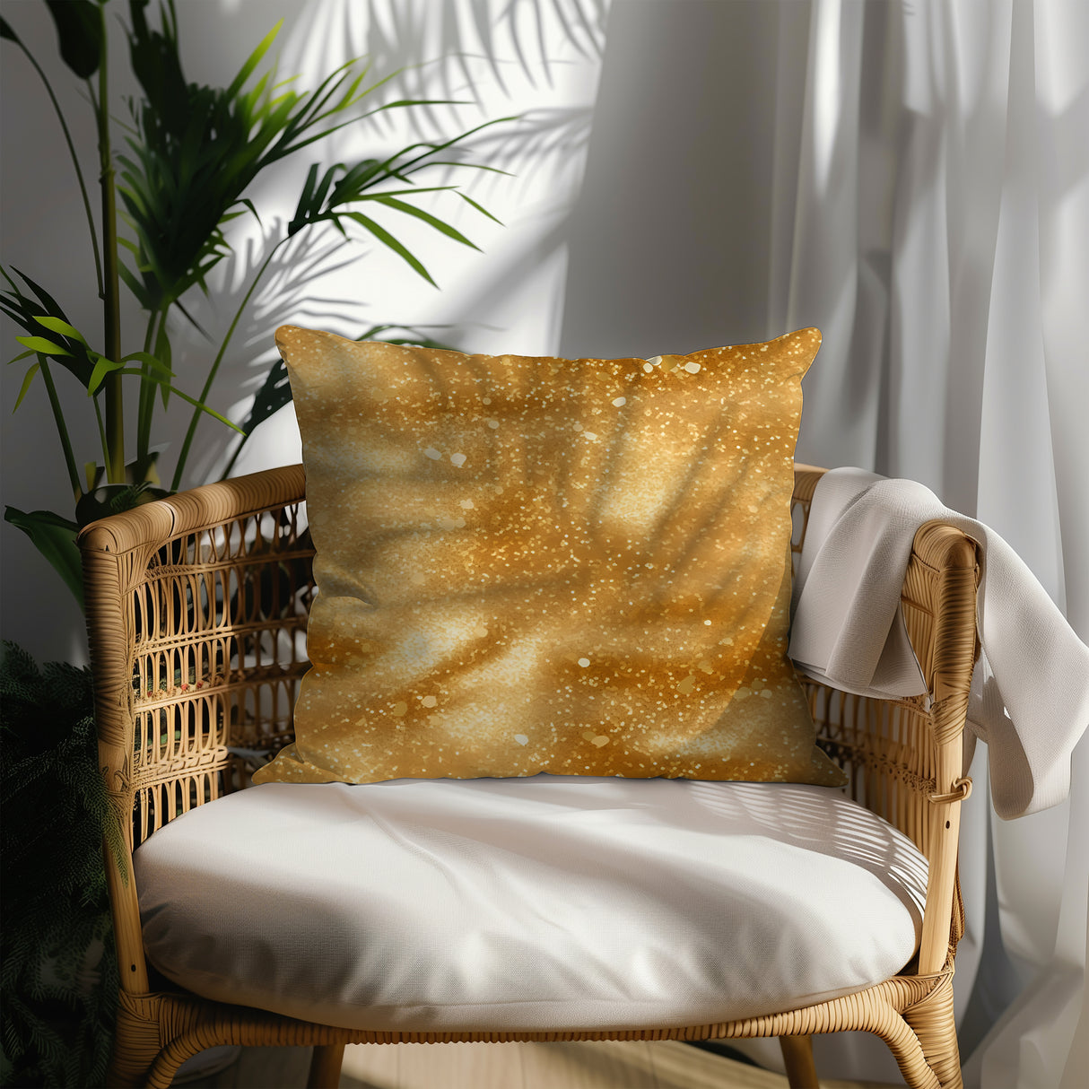 Golden Radiance Square Pillow