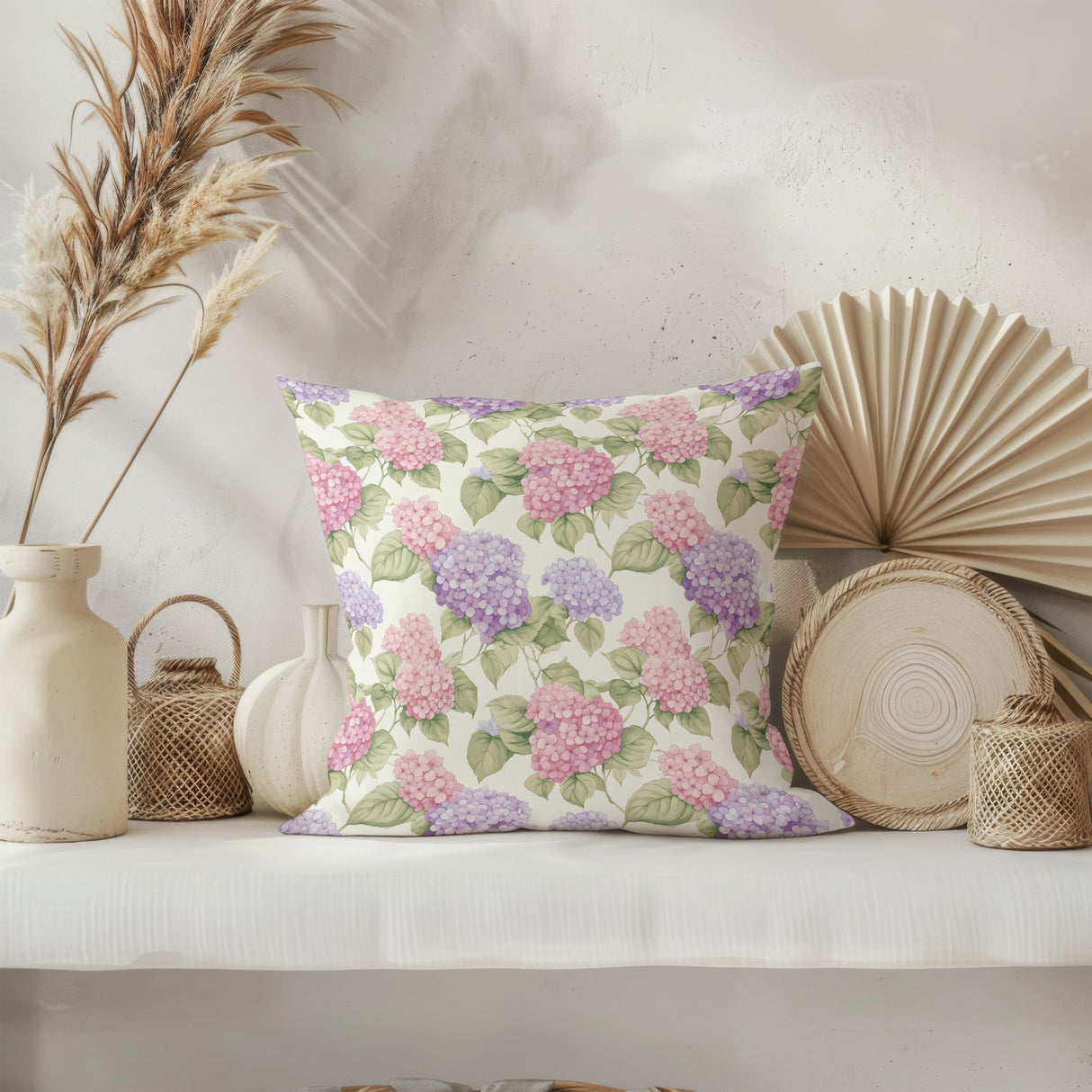 Hydrangea Whispers Square Pillow