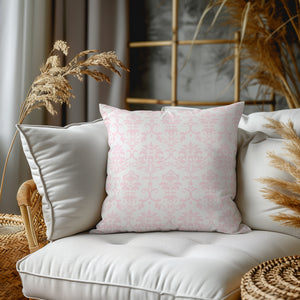 Blush Damask Elegance Square Pillow