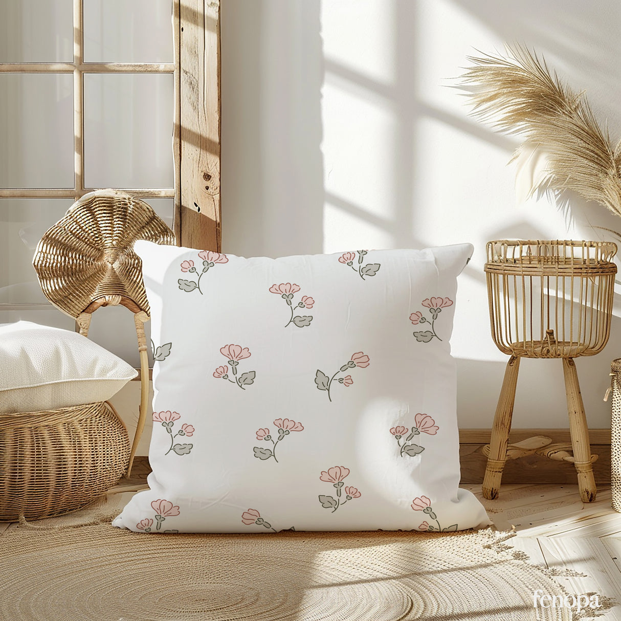 Midnight Blossom Elegance Square Pillow