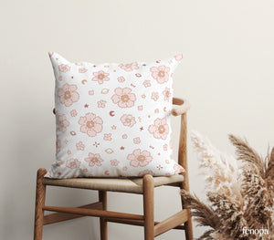 Cosmic Blossom Whimsy Square Pillow