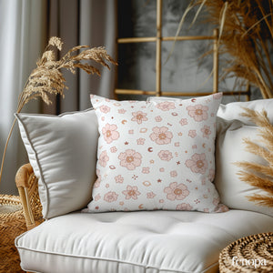 Cosmic Blossom Whimsy Square Pillow