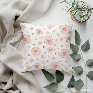 Cosmic Blossom Whimsy Square Pillow