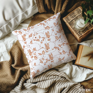 Bunny Whimsy Delight Square Pillow