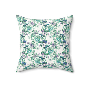 Tropical Aqua Blossoms Square Pillow