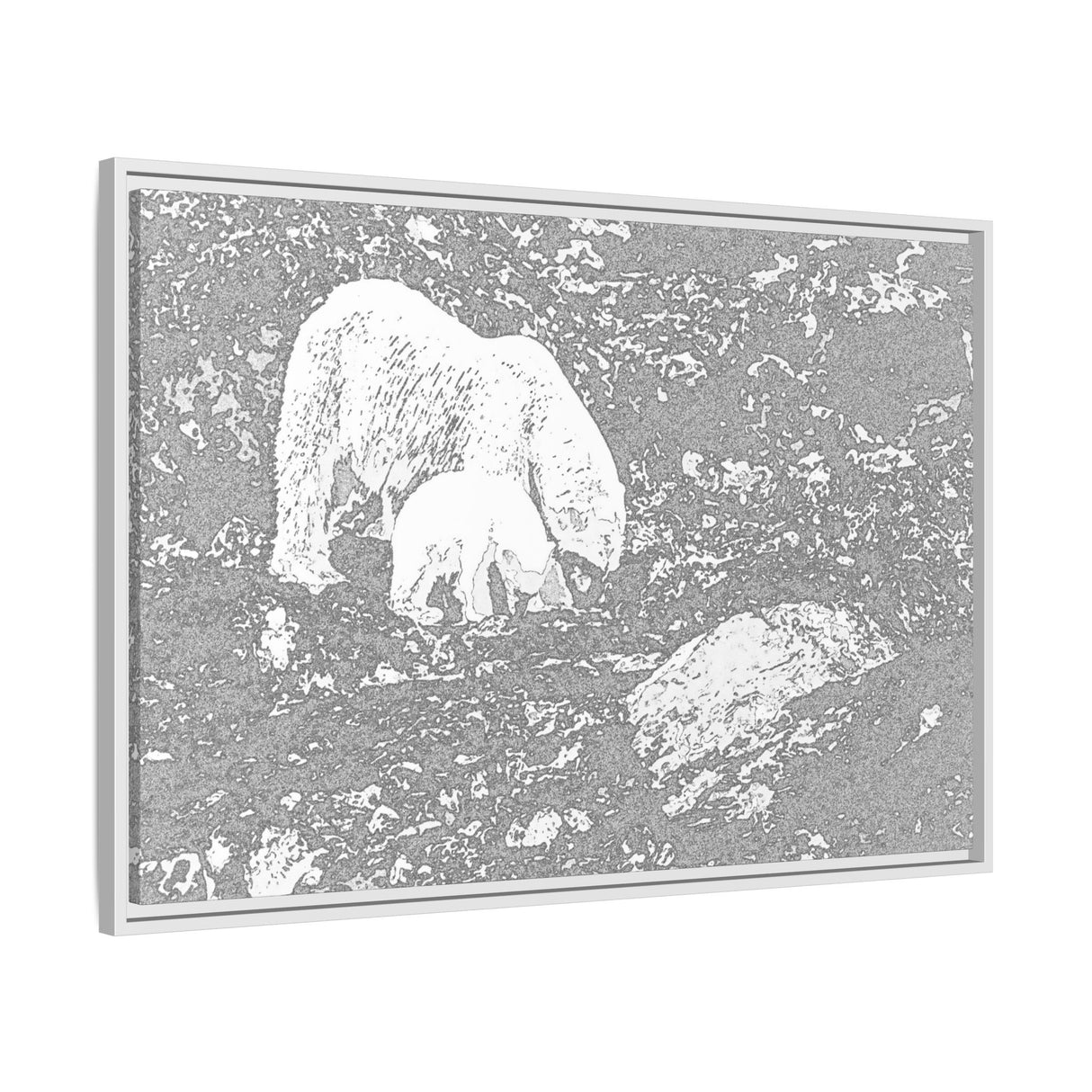 Polar Bear and Cub on the Shore, Torngat Mountains
