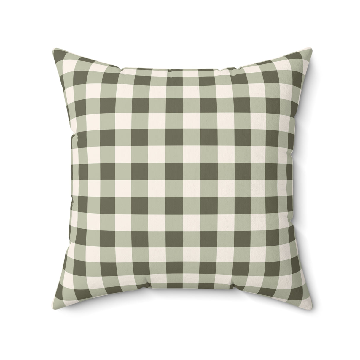 Sage Green Gingham Square Pillow