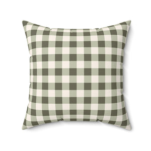 Sage Green Gingham Square Pillow