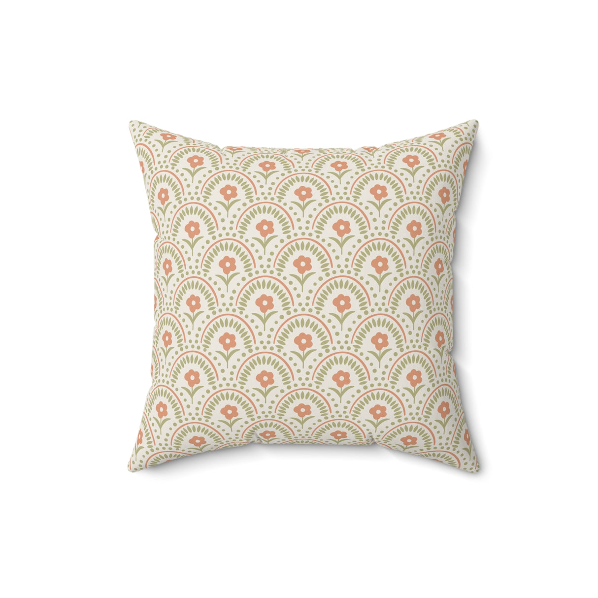 Retro Terracotta Scallop Square Pillow