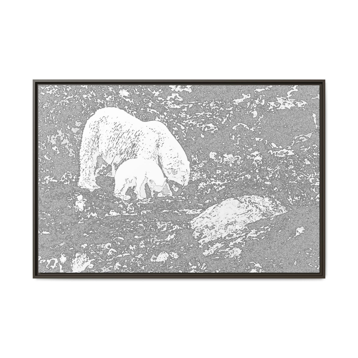 Polar Bear and Cub on the Shore, Torngat Mountains