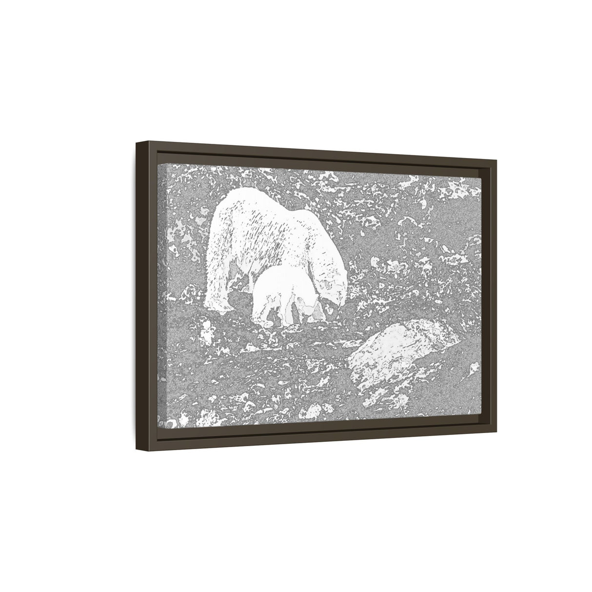 Polar Bear and Cub on the Shore, Torngat Mountains